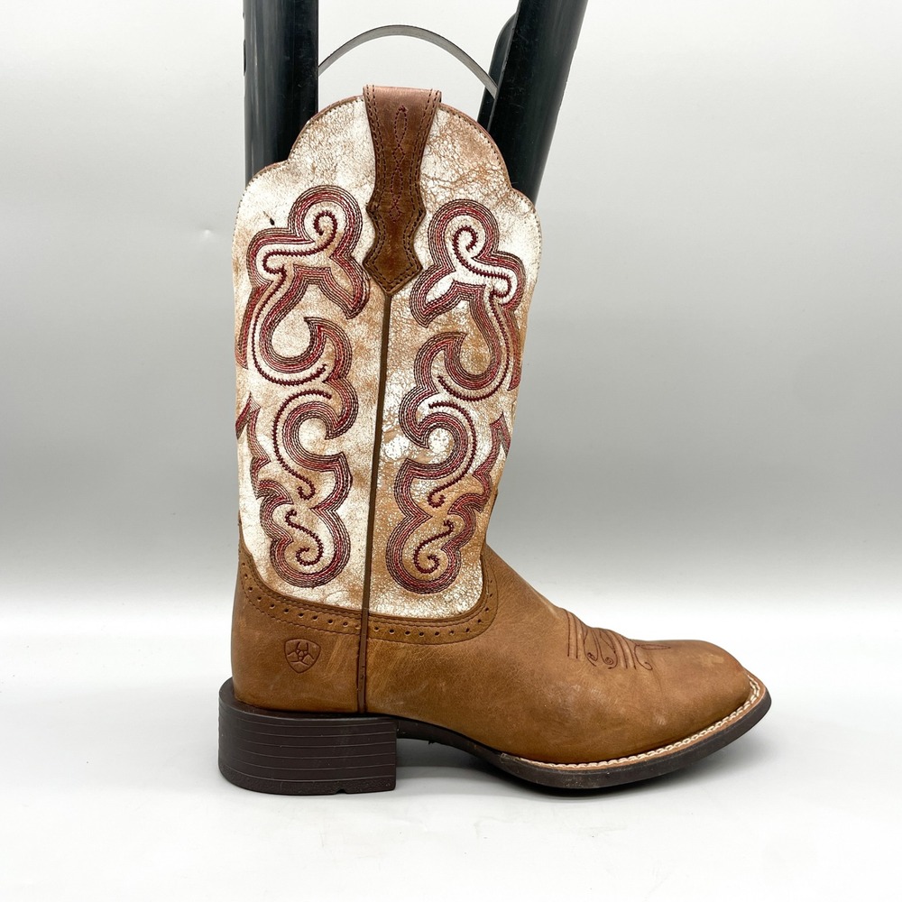 Ariat Womens 6B Quickdraw Boots Brown Leather Square Toe Western Cowboy Festival